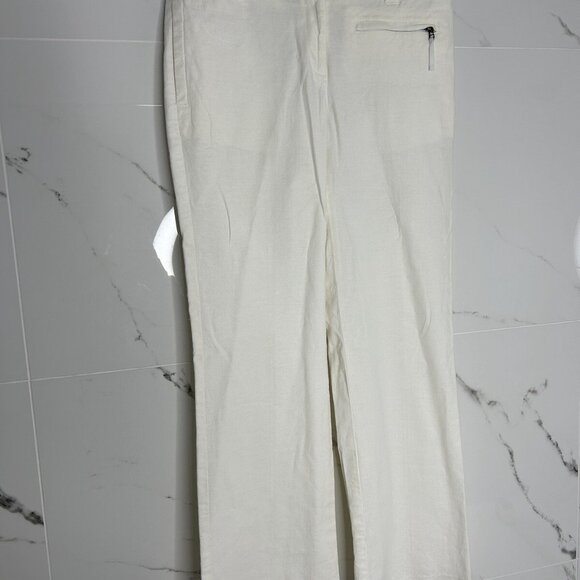 Tapemeasure Anthropologie Pants White Linen Bootcut Trouser 4 Career Old Money - Picture 1 of 12